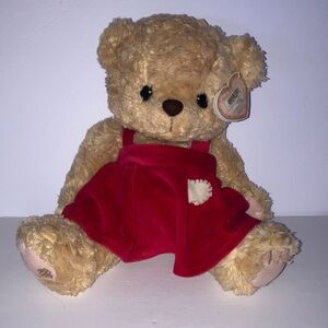 Vintage Cherished Teddies Val‎ Tan with Red Dress 12”